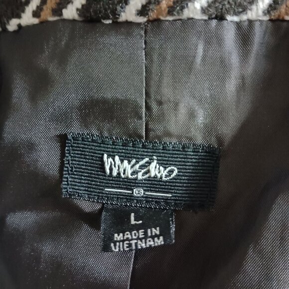 Mossimo Houndstooth Blazer Jacket Womens L Brown Classic Preppy Academia Lined - Picture 4 of 8